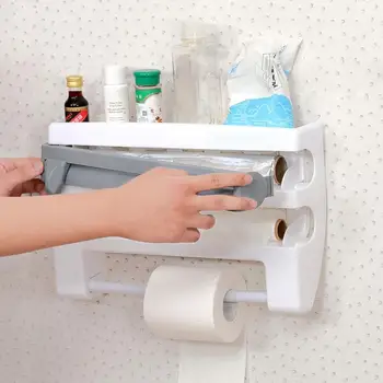 

Refrigerator Kitchen Cling Film Cutting Storage Rack Wrap Tin Foil Paper Towel Holder Kitchen Shelf Plastic Holder