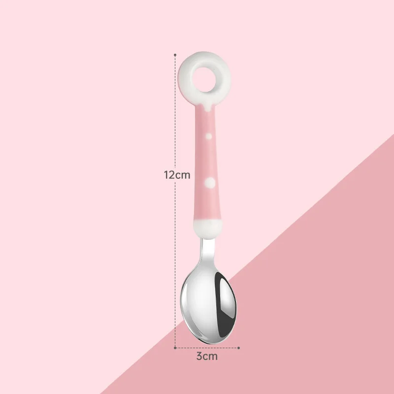 1pc Cute Baby Doughnut Lollipop Stainless Steel Fork Spoon Cartoon Feeding Baby Tableware Gadget Portable Non-slip Utensils images - 6