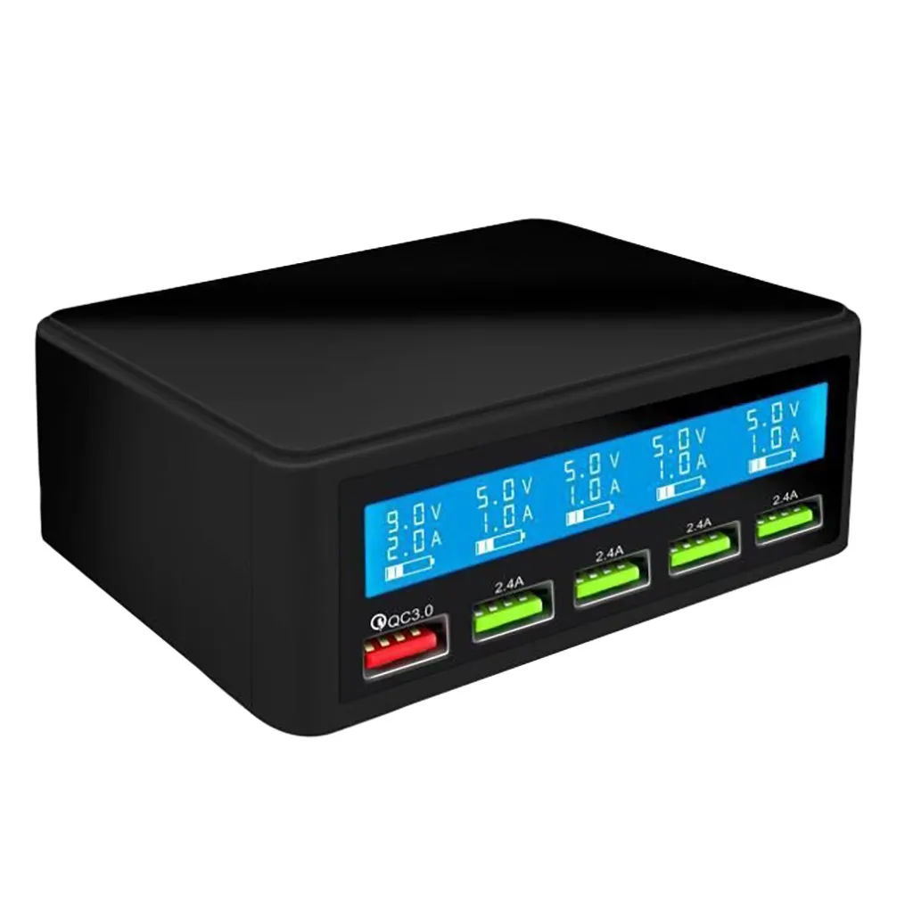 Быстрое зарядное устройство адаптер QC3.0 мульти USB 5-портовый Смарт быстрое зарядное устройство зарядная станция с светодиодный дисплей Мобильный телефон 5 портов с экраном - Тип штекера: Европейский Союз (ЕС)