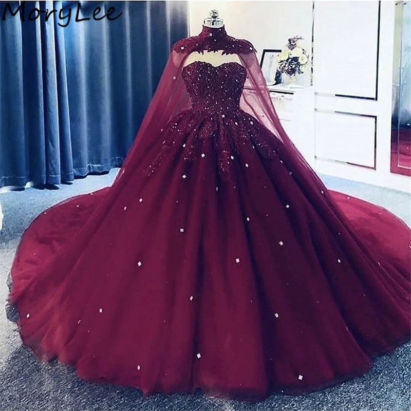 beautiful prom dresses Prom Dresses Special Design Sweetheart Ball Gown Tulle Lace Pearl Crystal Prom Dresses With Cape vestidos de fiesta de noche white prom dress