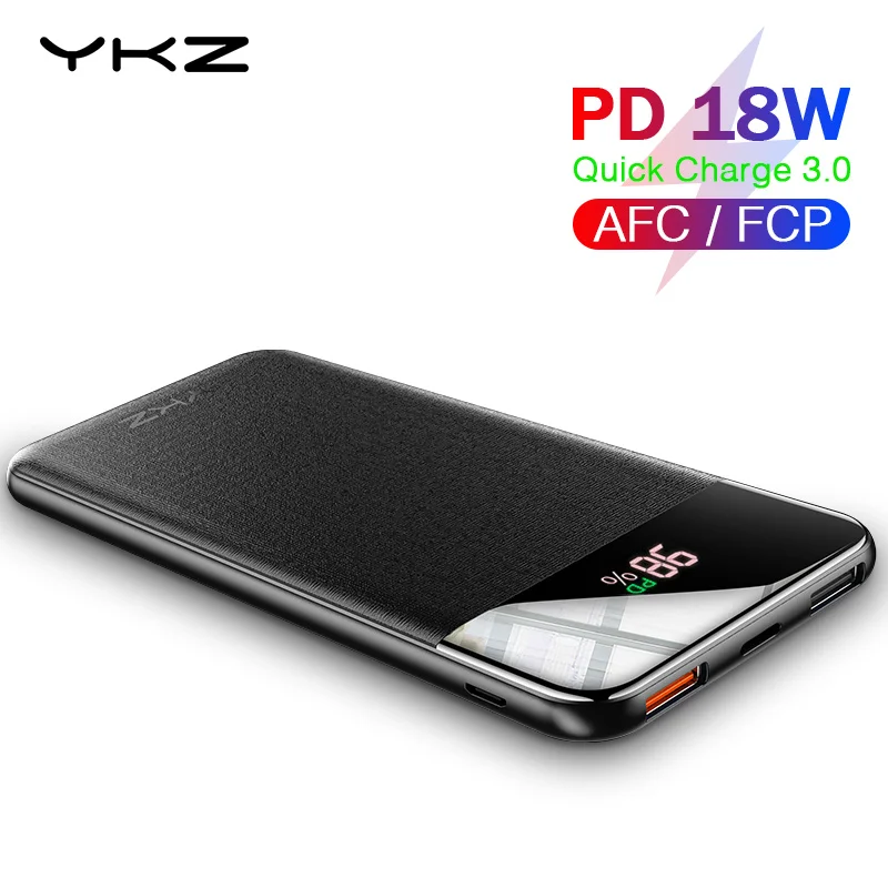 Портативный внешний аккумулятор YKZ QC 3 0 10000 мАч PD быстрое зарядное устройство для