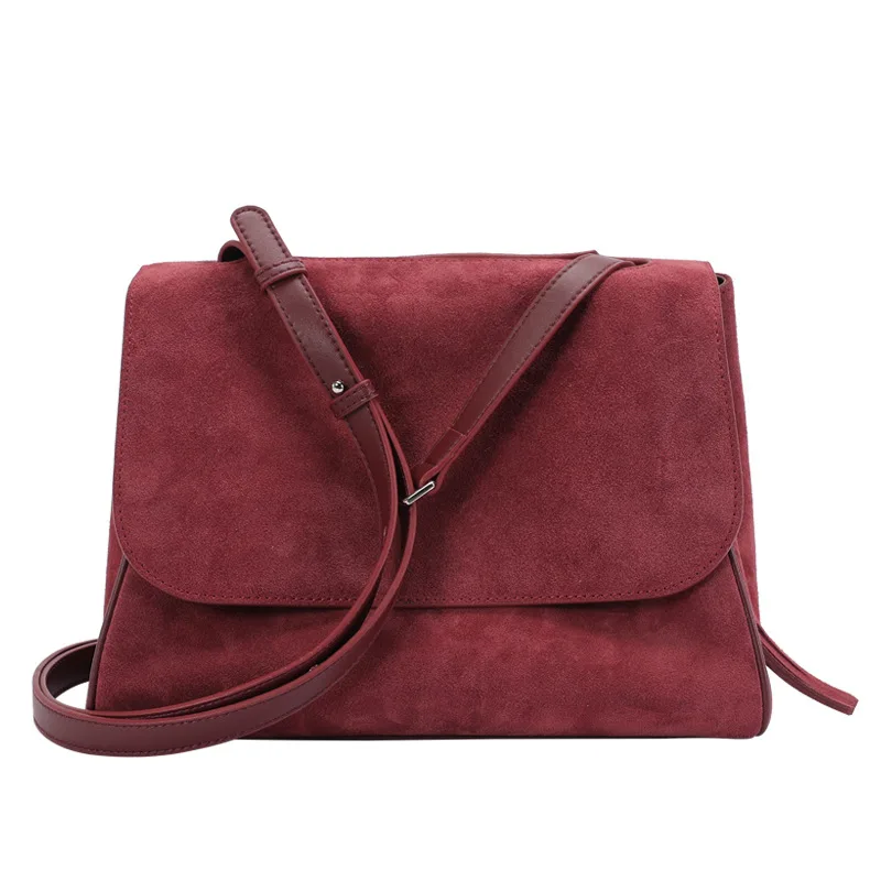 

Designer Concise Exquisite Soft Cow Suede Splice Leather Shoulder Bag Mini Flap Crossbody Bag Handbag for Women &Girls Fashion