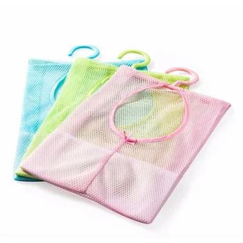 

Portable Storage Net Bag Home Kitchen Bathroom Clothesline Storage Dry Doll Pillow Shelf Mesh Bag Hook Save Space Drop Shipping