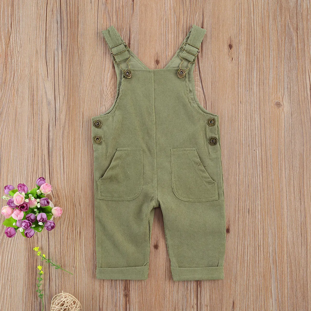 Toddler Baby Boys Suspender Pants Overalls Solid Color Corduroy Pocket Trousers Casual Loose Toddler Bib Pants Baby Clothing