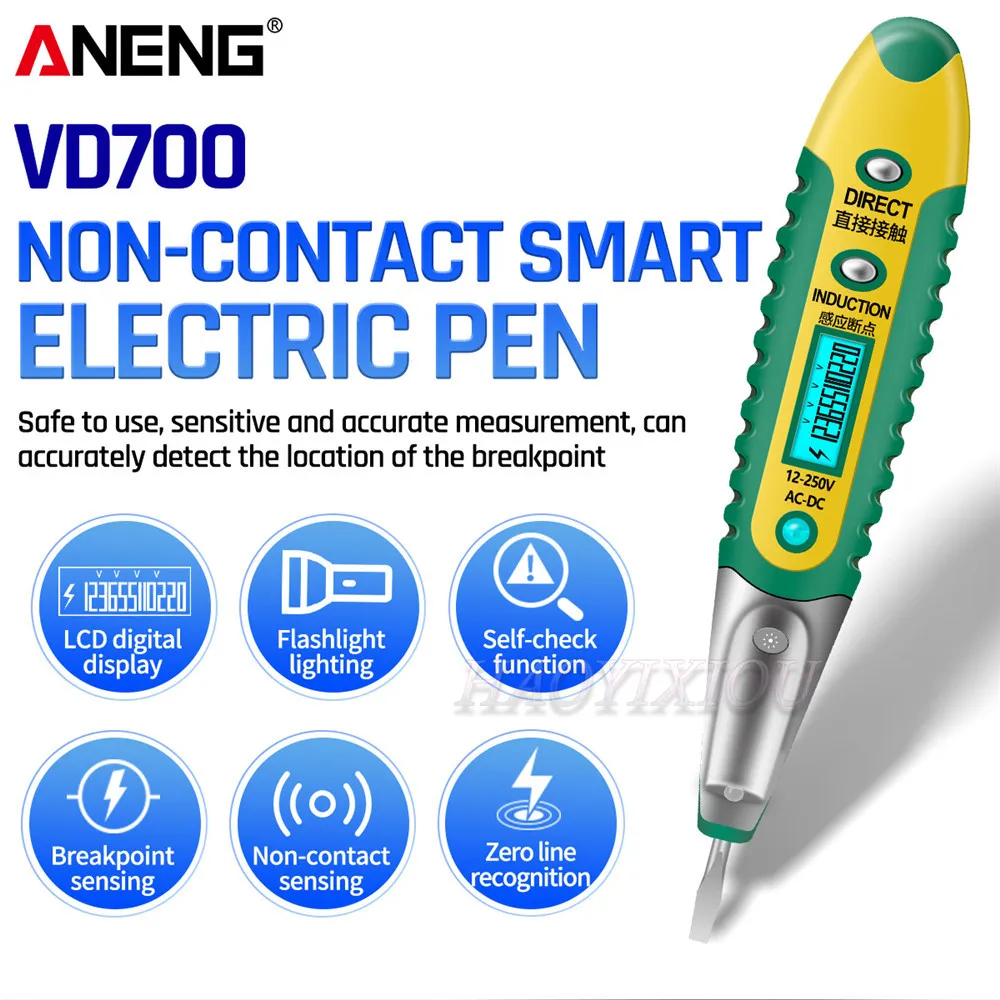 Voltage Digital Detector Tester 12~250V LCD Electric Test Pen AC/DC Non-Contact~ 