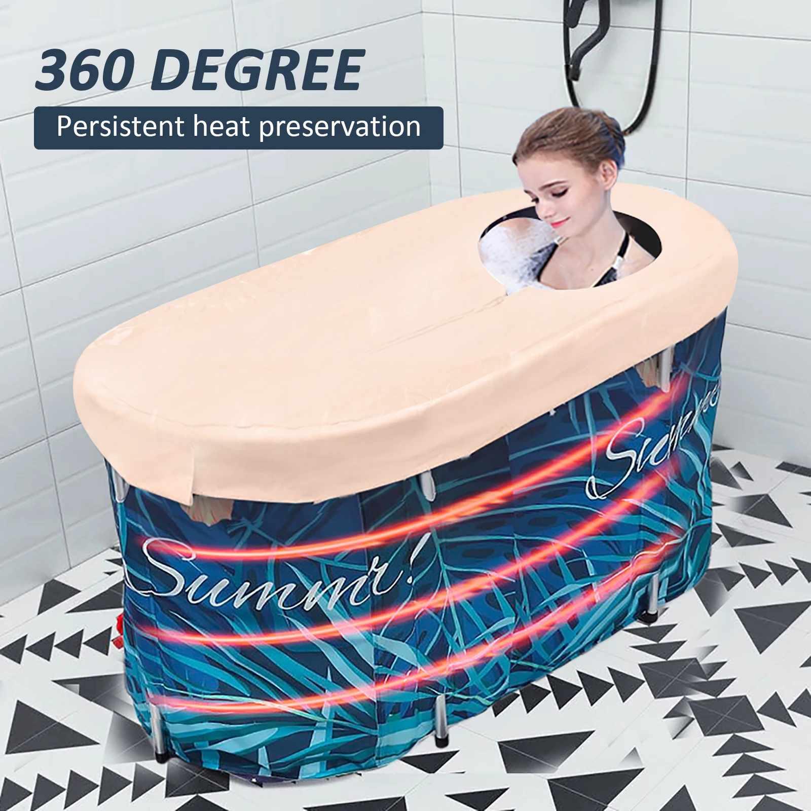 120 × 55 × 50cmバスタブセットポータブル折りたたみ浴槽バケットキット大人のため家族pvc美容スパ浴槽ベビーバス浴槽浴バケツ - 24