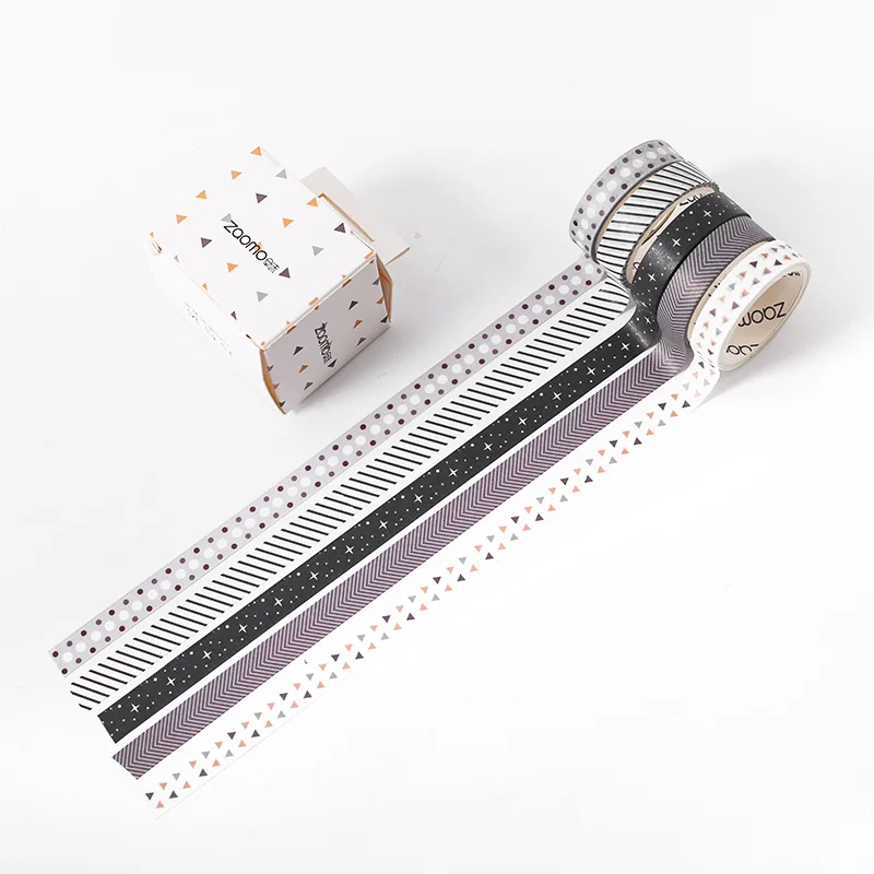 

5 pcs/pack White Black Bullet Journal Washi Tape Set Adhesive Tape DIY Scrapbooking Sticker Label Masking tapes school supplies