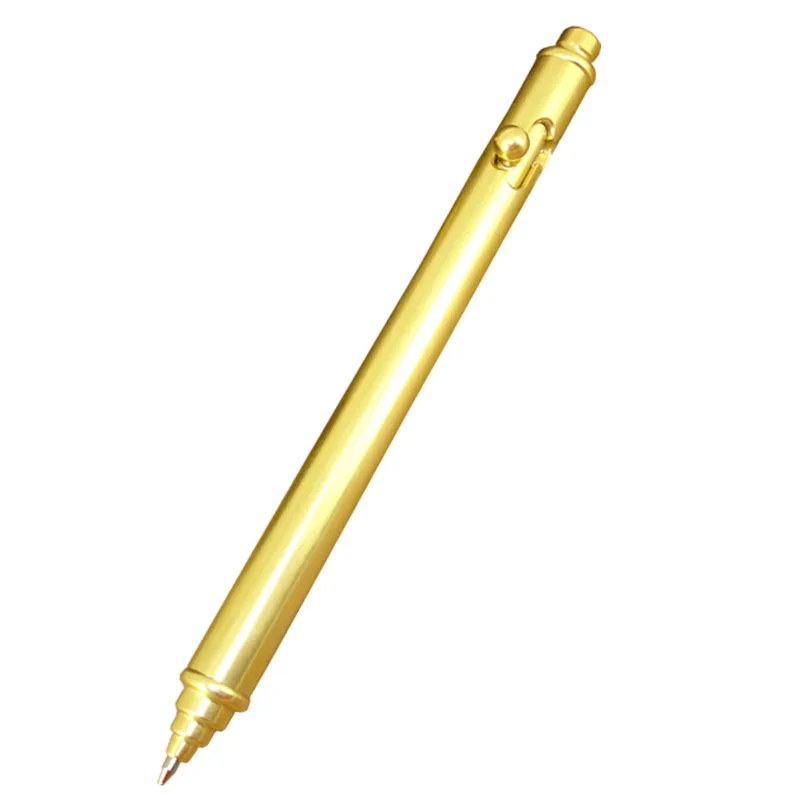 ACME 2021 Newest Pure Brass Ballpoint Pen 56g Copper Heavy Tactical Self Defense Pens Gun Style Square Propelling Ball Pen acmecn solid brass gel ink pen 0 5mm bamboo style 46g heavy joint solid brass pen office stationery gifts antique signature pens