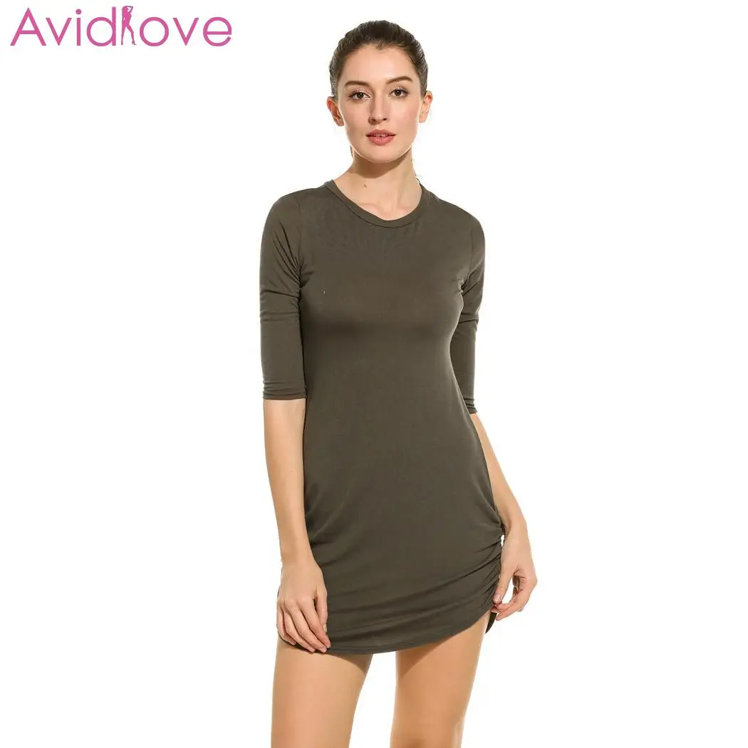 Avidlove/Новинка Женское Повседневное платье с круглым вырезом и рукавом три