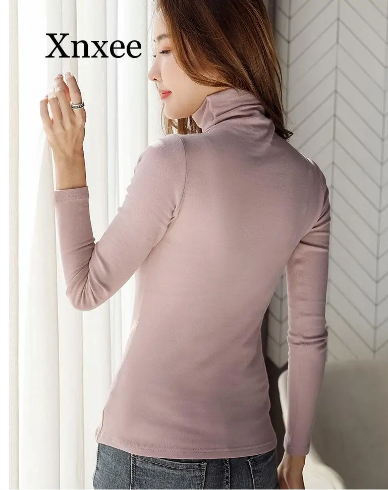 Winter Spring Warm Turtleneck Tops Female Slim Pink Basic Pullovers Korean Sweater for Women Jumper Pull Femme Lady's