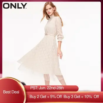 

ONLY Women's Laced Gauzy Mock Neck Long-sleeved Dress | 119107578