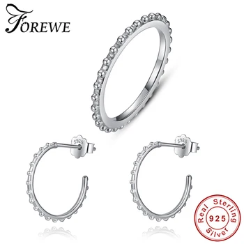 

FOREWE Spike Stackable Jewelry Sets for Women AAA Cubic Zirconia 925 Sterling Silver Earrings Rings Fine Jewelry Christmas Gift
