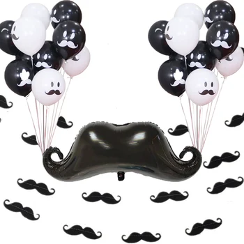 

1 Set Little Man Theme Photo Prop Moustache Banner Giant 38" Moustache Balloon Moustache Latex Balloon Decor Cake Smash Backdrop