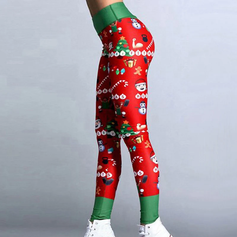 Леггинсы с рождественским принтом, спортивные женские штаны для фитнеса, женские штаны для йоги,, трико для бега, трико, леггинсы, Женская Спортивная одежда для йоги