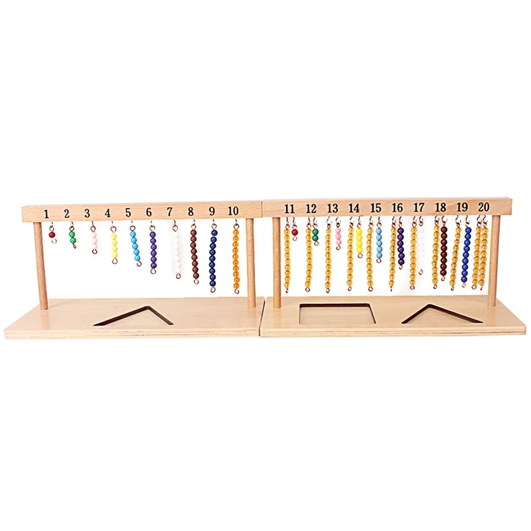 Montessori Teaching Math Toys Digitals Numbers 1-20 Hanger And Color Beads Stairs for Ten Board Preschool School Training Toys 7