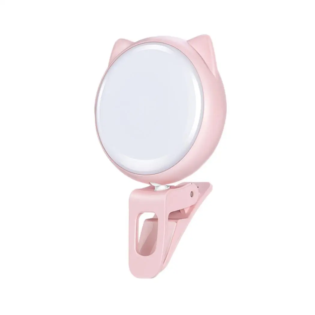 

Cat Ear Shape Selfie LED Flash Light Rechargeable Portable Mobile Phone Selfie Lamp Luminous Ring Clip For Phone