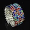 Ladies Crystal Rhinestone Bracelet Bangle Adjustable Wide Cuff Bracelet Bride Crystal Stretch Bracelet Jewelry for Women's Gifts 3