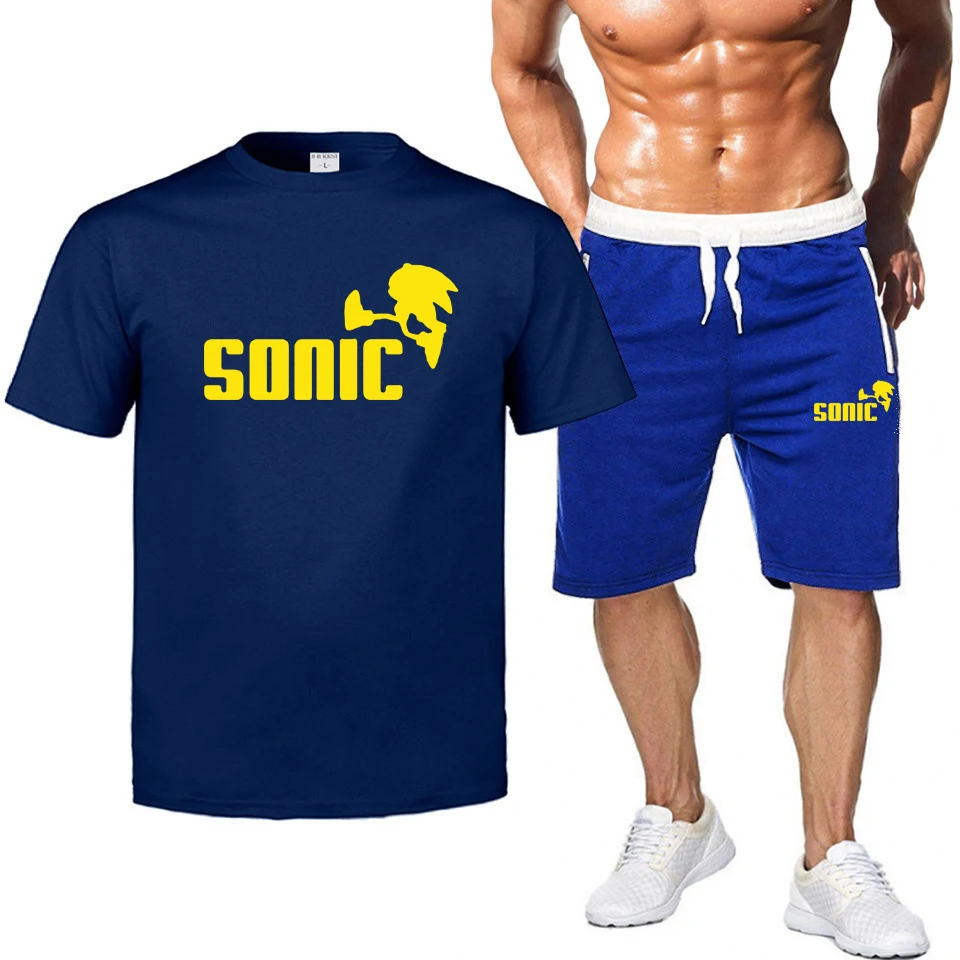 Модный спортивный костюм и футболка, комплект, Мужская футболка, шорты+ короткие штаны, мужской летний спортивный костюм, мужская повседневная брендовая футболка