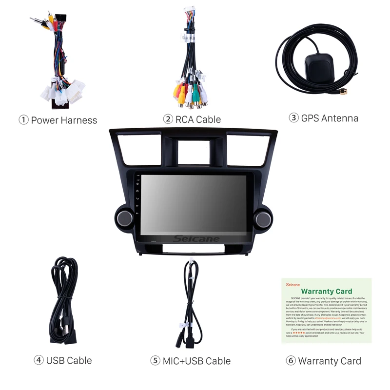 Perfect Seicane 10.1 inch Android 9.0 for Toyota Highlander 2009-2014 Car GPS Navigation Radio Multimedia Steering Wheel Control 3