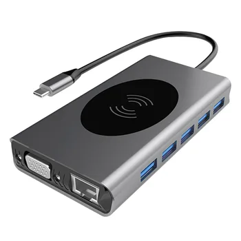 

Type C To HDMI VGA USB Hub PD Quick Charging Aluminum Alloy Home Travel 13 In 1 Data Transmission PC Laptop Adapter Splitter