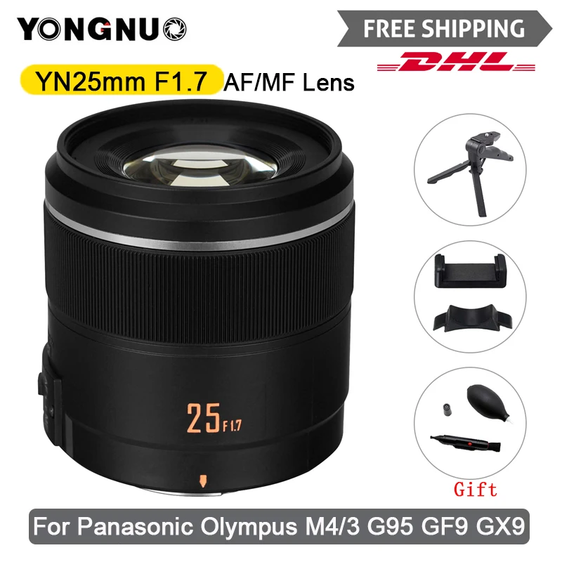 Yongnuo Yn25Mm 25Mm F1.7 Per Obiettivo Fotocamera M4/3 Con Apertura Grande Obiettivo Af/Mf Prime Per Panasonic Olympus G95 Gf9 Gx9