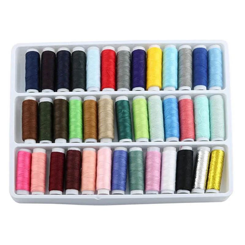Description Picture 2 of item39Pcs Mixed Colors 100% Polyester Yarn Sewing Thread Roll Machine Hand Embroidery 200 Yard Each Spool For Home Sewing Kit