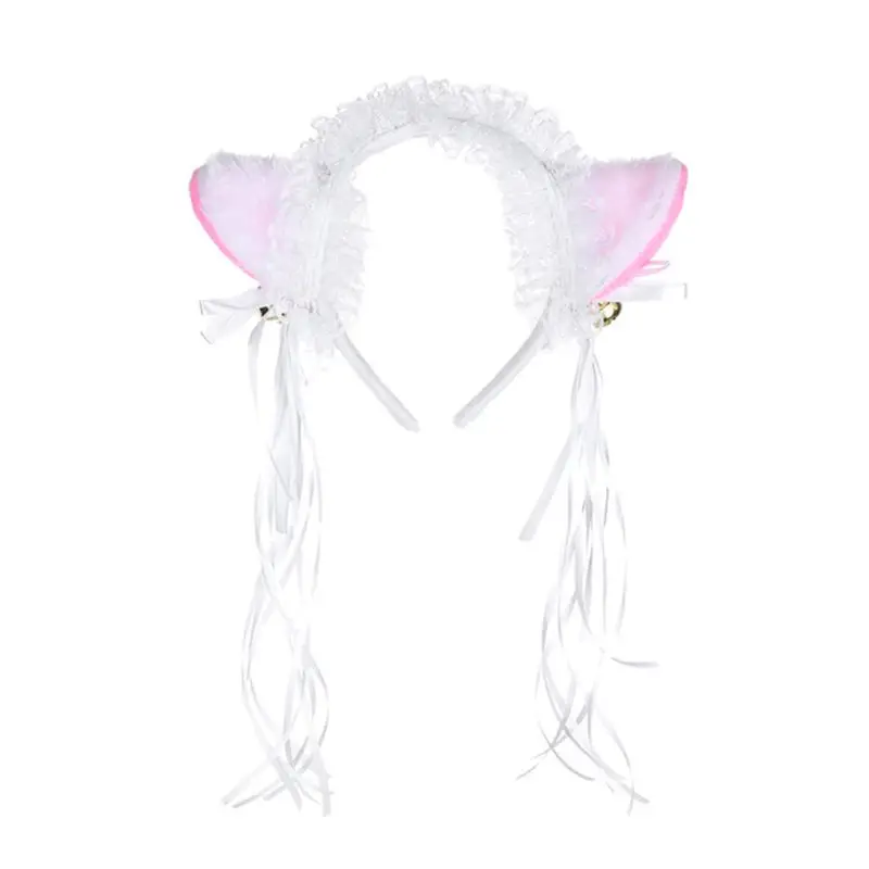Cosplay&ware Women Ruffles Lace Headband Plush Cat Ears Ribbon Golden Bell Tassels Decor Lolita Cosplay Hair Hoop Lovely Pointed Fluffy -Zentai shop online H94c8bff2db1d44248a33ffeb489009938.jpg