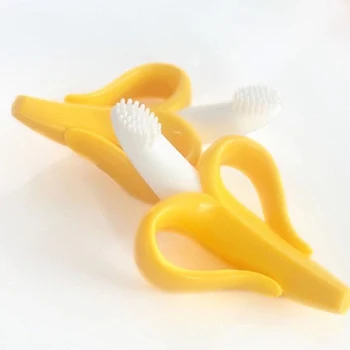 

Banana Teether Baby Grinding Stick Baby Deciduous Teeth Molar Teether Edible Silicon Material Banana Toothbrush
