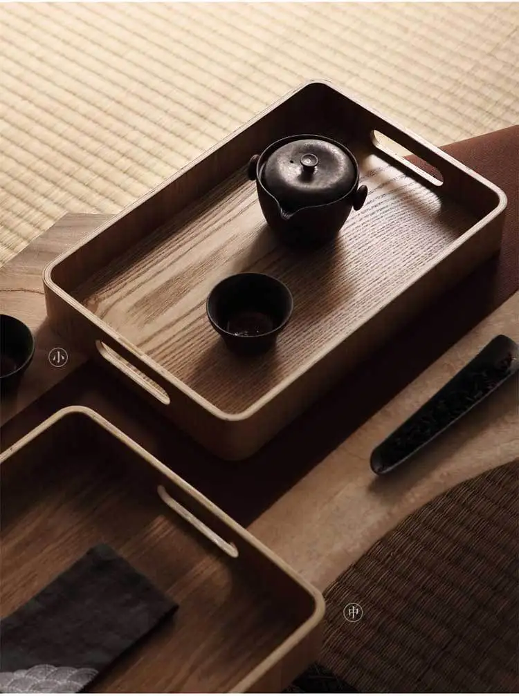Japan Style Solid Wood Storage Trays Multifunction Round/Oval/Rectangular Food Tea Plate Drink Platter Steak Fruit Snack Storage