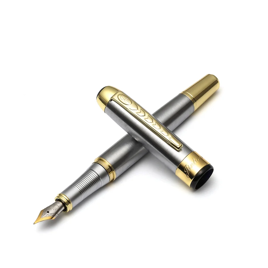 

Jinhao Gold Arrow Fountain ink Pen, Luxury Vintage Color polished Barrel Steel Metal Fine Nib, Office gift School Student F062