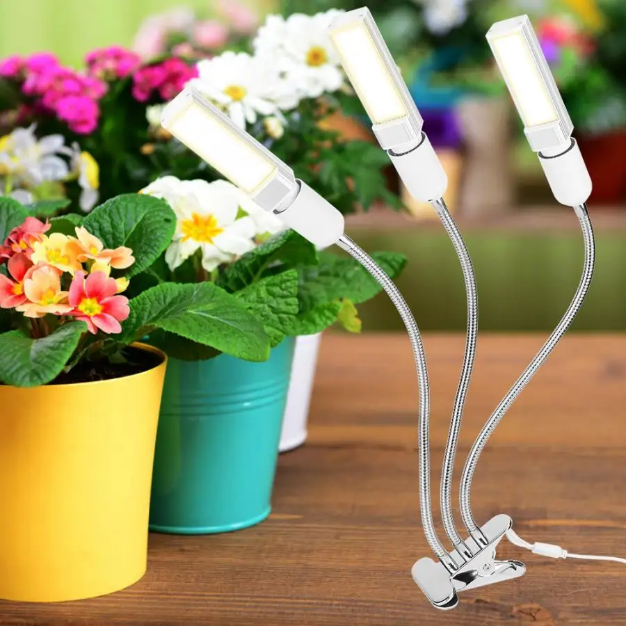 

LED E27 Grow Light For Indoor Plant 3 Heads 75W USB Full Spectrum Lamp Gooseneck Plants Lights