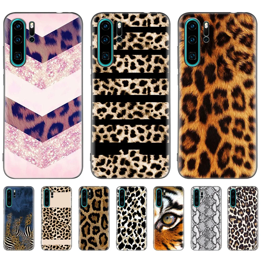 

Tiger Leopard Print Case for Huawei P20 P30 P10 P9 Lite Pro P Smart Z Plus + 2019 Nova 5T Black Silicone Phone Coque Cages