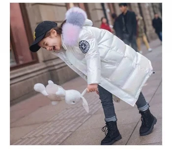 

-30 Russian winter clothing waterproof real fur hooded Down coat jacket for girl Teenager 12 14 parka children clothes outwear