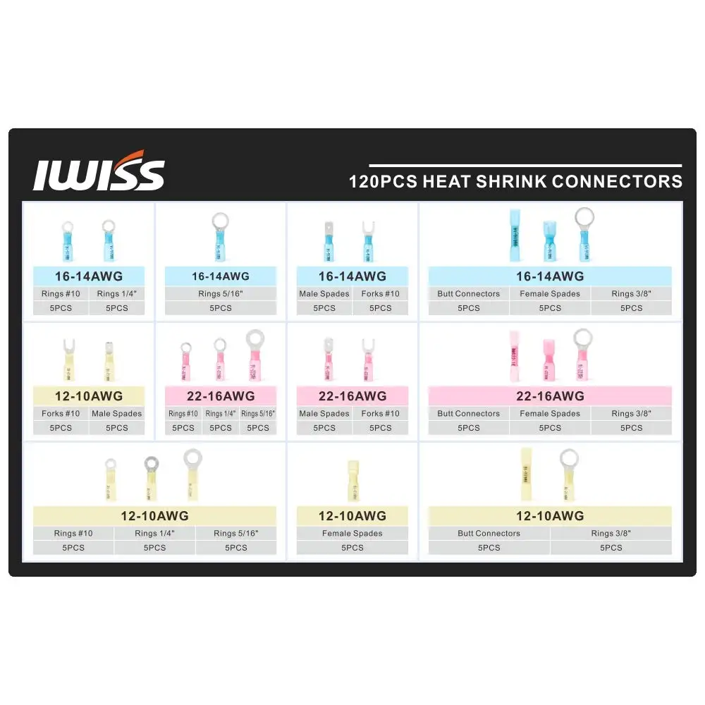 IWISS IWS-2210H Crimping pliers kit Heat Shrink Connectors Crimping Tool  with 120pcs Heat Shrink Connectors from AWG22-10 5