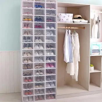 

30PCS Transparent Stackable Shoes Storage Box Thicken Shoe Container Plastic Shoes Box - Size S