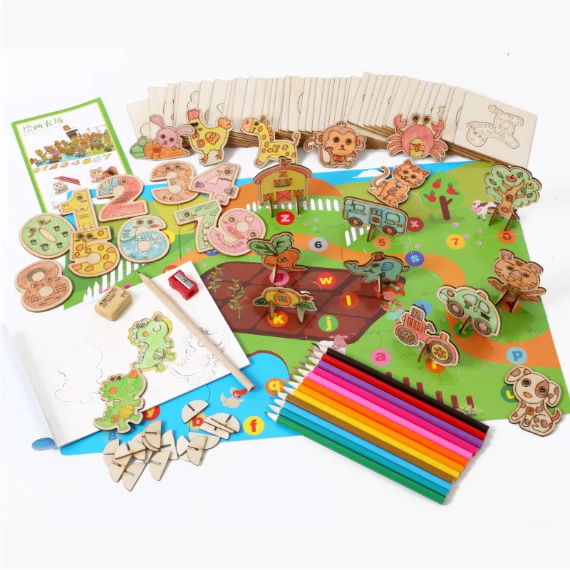 

Small Migratory Birds 3D Graffiti Jigsaw Puzzle Children Painted Wooden Learning Early Education Montessori Teaching Aids Toy Wh