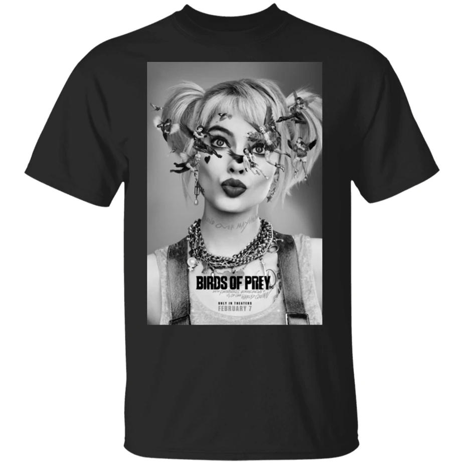 Черная футболка Harley Quinn с птицами охоты (2020) M Xxxl популярная футболка|Футболки| |