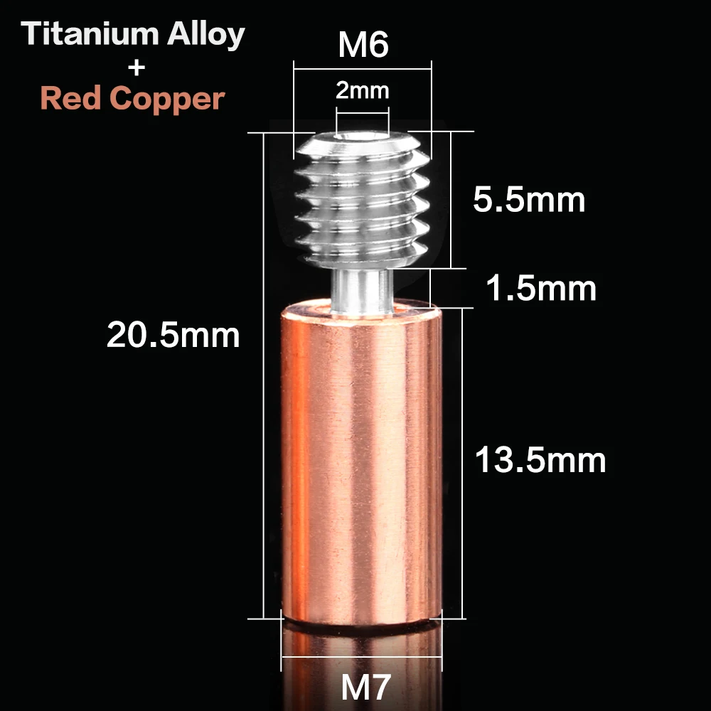 uv printer head XCR 3D Printer All-Metal V6 Heater Block Titanium Alloy Bimetal HeatBreak Copper Smooth Throat for E3D V6 Hotend 1.75mm Filament canon printer print head 3D Printer Parts & Accessories