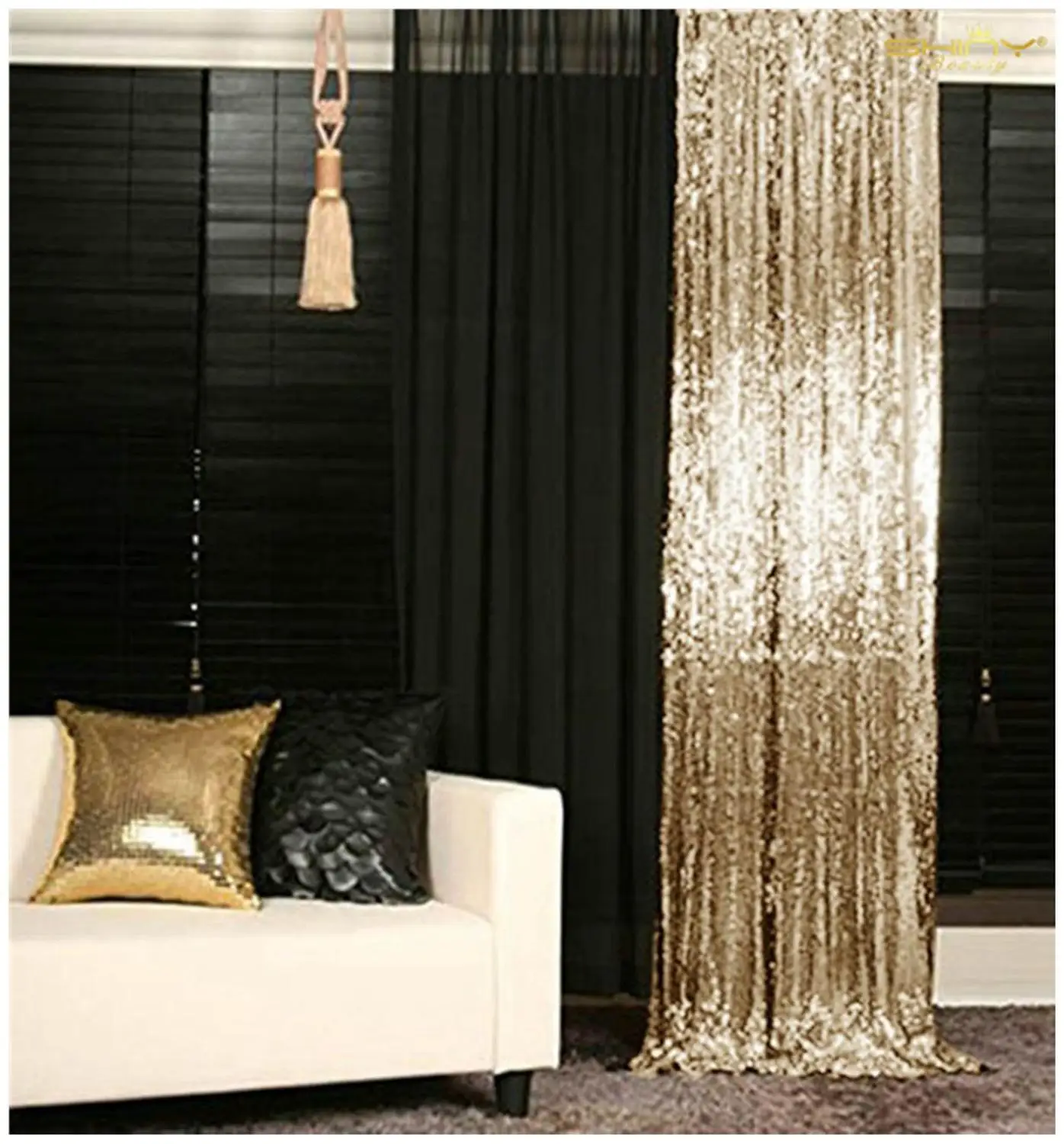 

Shinybeauty Light Gold Photobooth Background Sequin Curtains Party Gold Curtains For Wedding-M190727