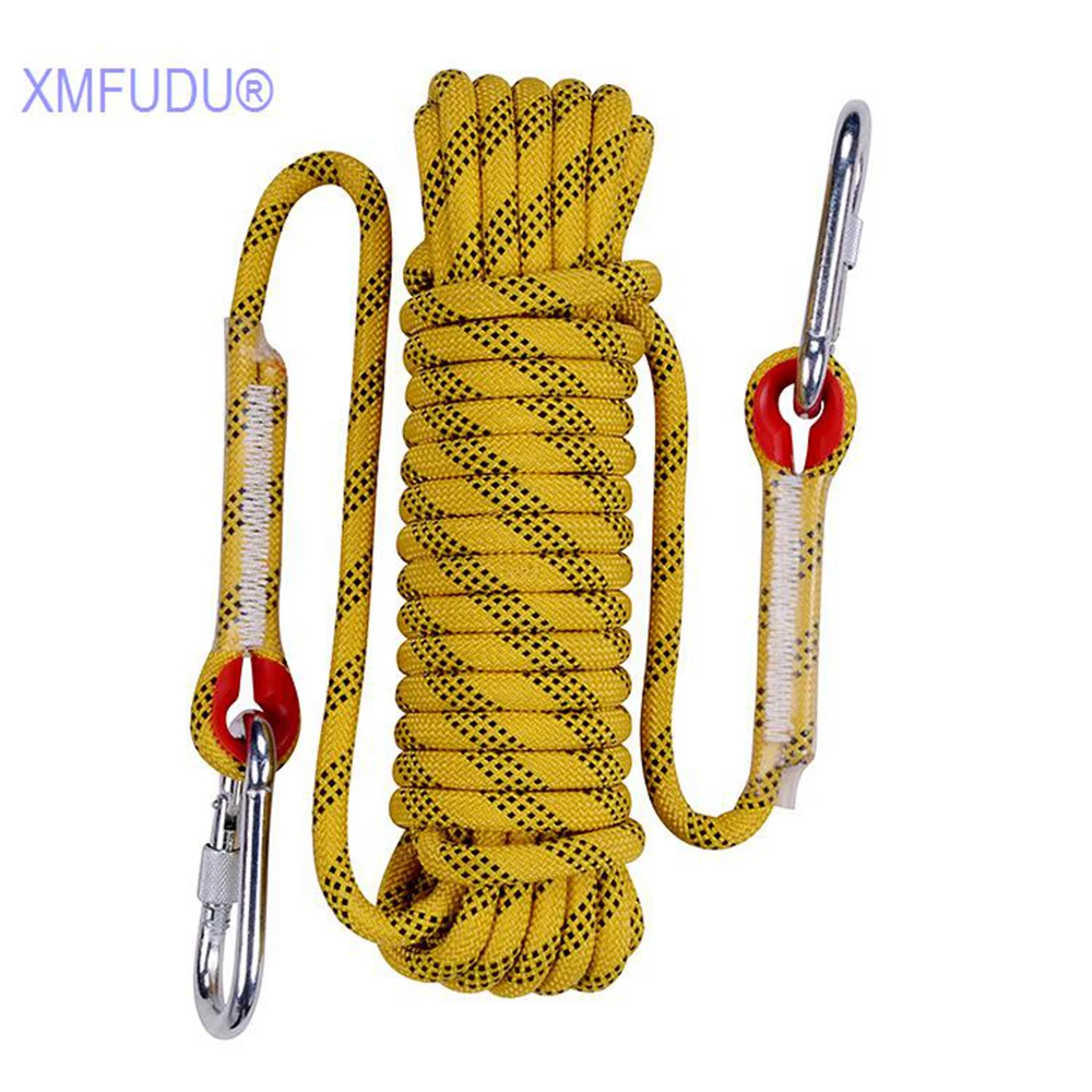 20M Long x 6mm Thick Nylon Braided Polyester Rope with Stainless Steel Karabiner 