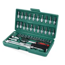 Ratsche Reparatur Werkzeug 46 stücke 1/4-Zoll Buchse Set Auto Garten Schlüssel Motorrad Kit Familie Für Autos MotobIke Entfernen kleine Teile(China)