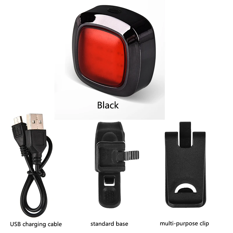Светодиодный мини-безопасный индукционный велосипедный светильник Предупреждение, задний велосипед, горный с 16* COB лампа, водонепроницаемый датчик задней части - Цвет: black