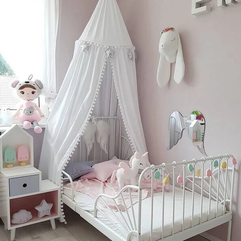 Хлопковые детские Навес Москитная сетка для девочек принцесса кровать шторы детские игровые палатки для новорожденных, для младенцев, для маленьких плетения Детская украшения комнаты