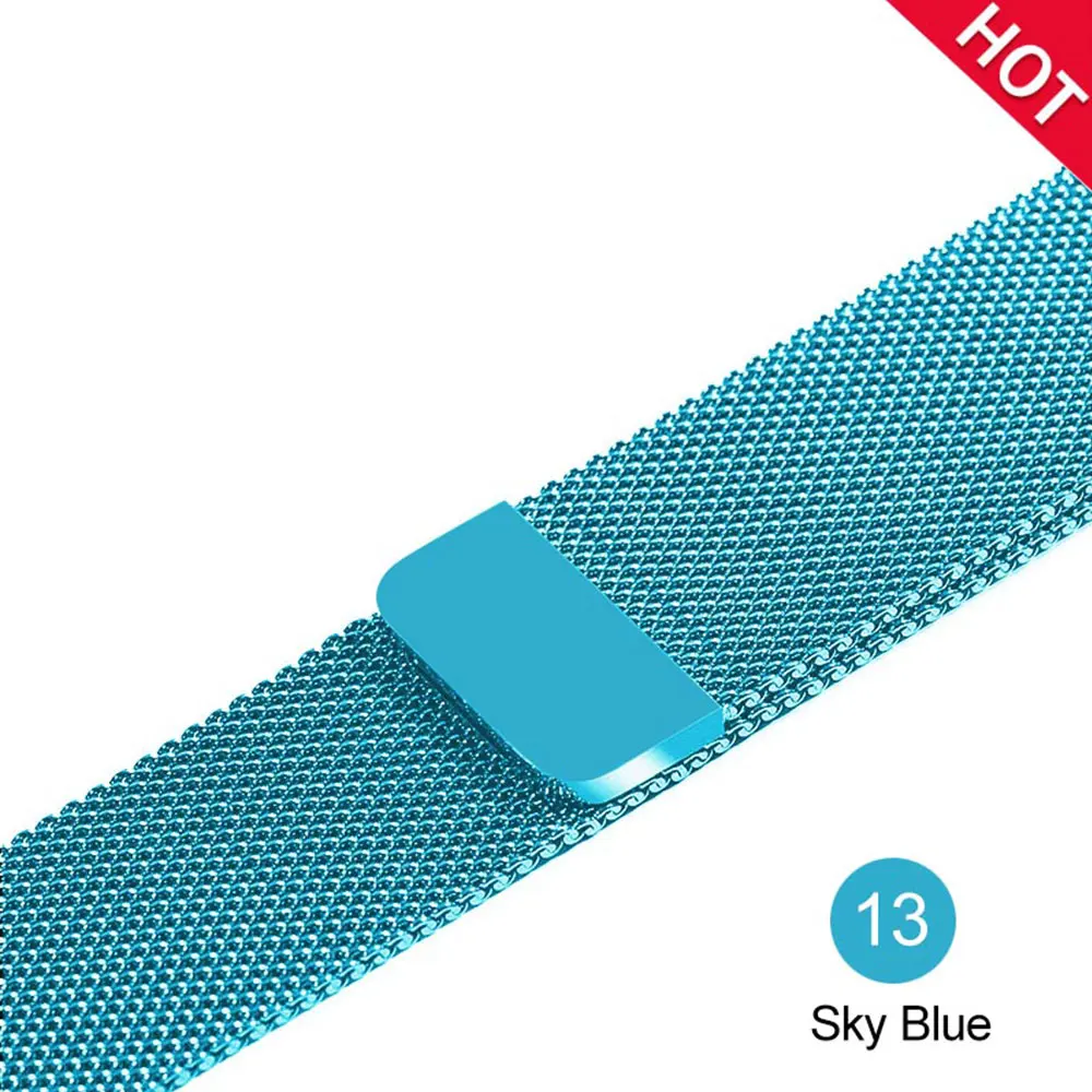 Миланский ремешок для наручных часов Apple Watch, ремешок 42 мм, 38 мм и нержавеющая сталь металлический корпус iwatch4/3/2/1 Нержавеющая сталь браслет наручные часы мессенджер через плечо на магнитной застежке - Цвет ремешка: Sky blue