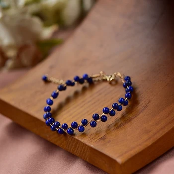 

Handmade Natural Lapis Lazuli Beads Bracelet Weave Bracelet &Bangle Jewelry Gift For Women Wholesale