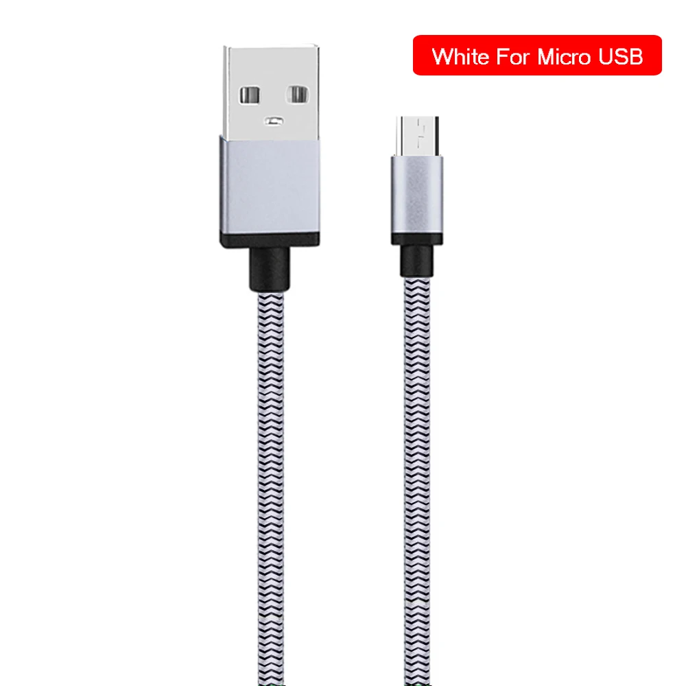 Usb-кабель для зарядки для samsung A50, кабель для быстрой зарядки type C, usb-кабель для передачи данных, проводной с микро-usb 2 м, 1 м, 1,7а, высокоскоростная передача - Цвет: White-Micro