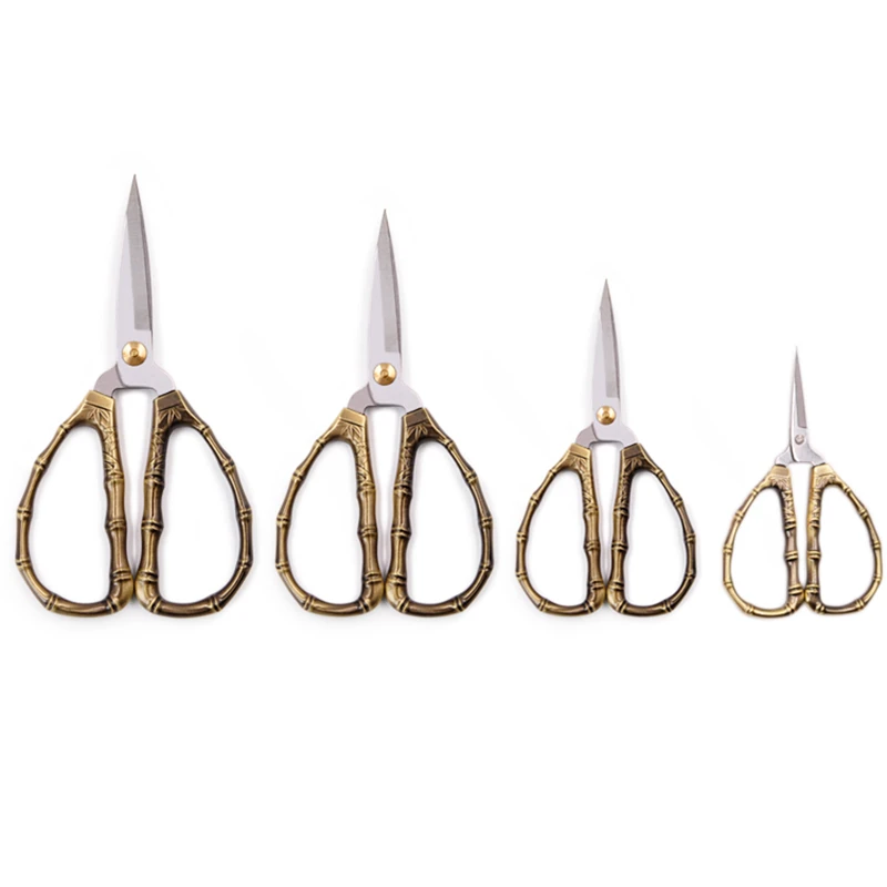 

Vintage Scissors Bamboo Style Stainless Steel Tailor Scissors Sewing Scissors for Needlework Fabric Cutter Embroidery Thread DIY