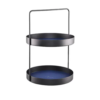 

Dessert Rack Cosmetic Double Layer Geometric Bathroom Jewelry Display Sundries Organizer Iron Plate Desktop Storage Tray Kitchen