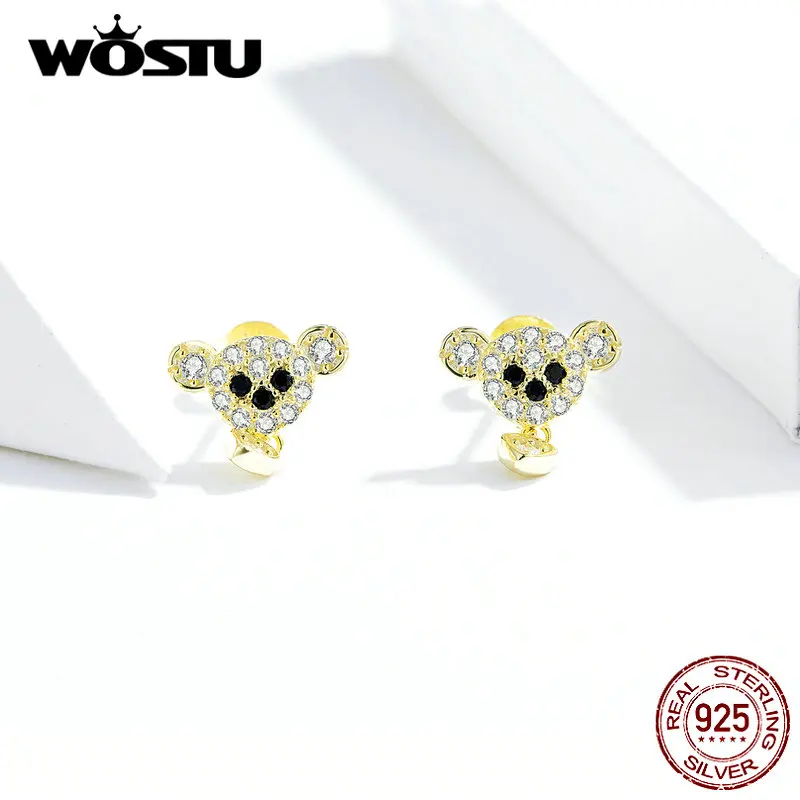 WOSTU новый дизайн 100% Стерлинговое Серебро 925 пробы женские серьги с черными