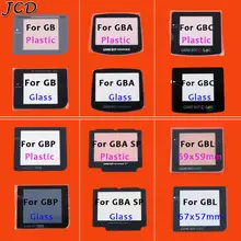 Lente de vidro plástica de jcd para gb/gba/gbc/gbp/gba sp/gbl lente de vidro da tela para o protetor da lente da cor de gameboy com/adhensiveparts